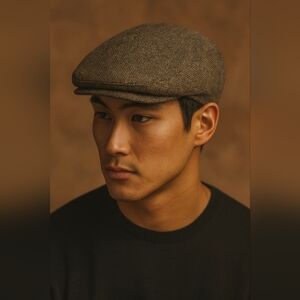 VTG United Hatters Cap & Millinery Workers Union Brown Herringbone Flat Hat sz7